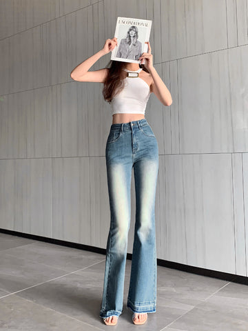 Y2K High-Waist Flared Jeans - Slim Fit Pants 