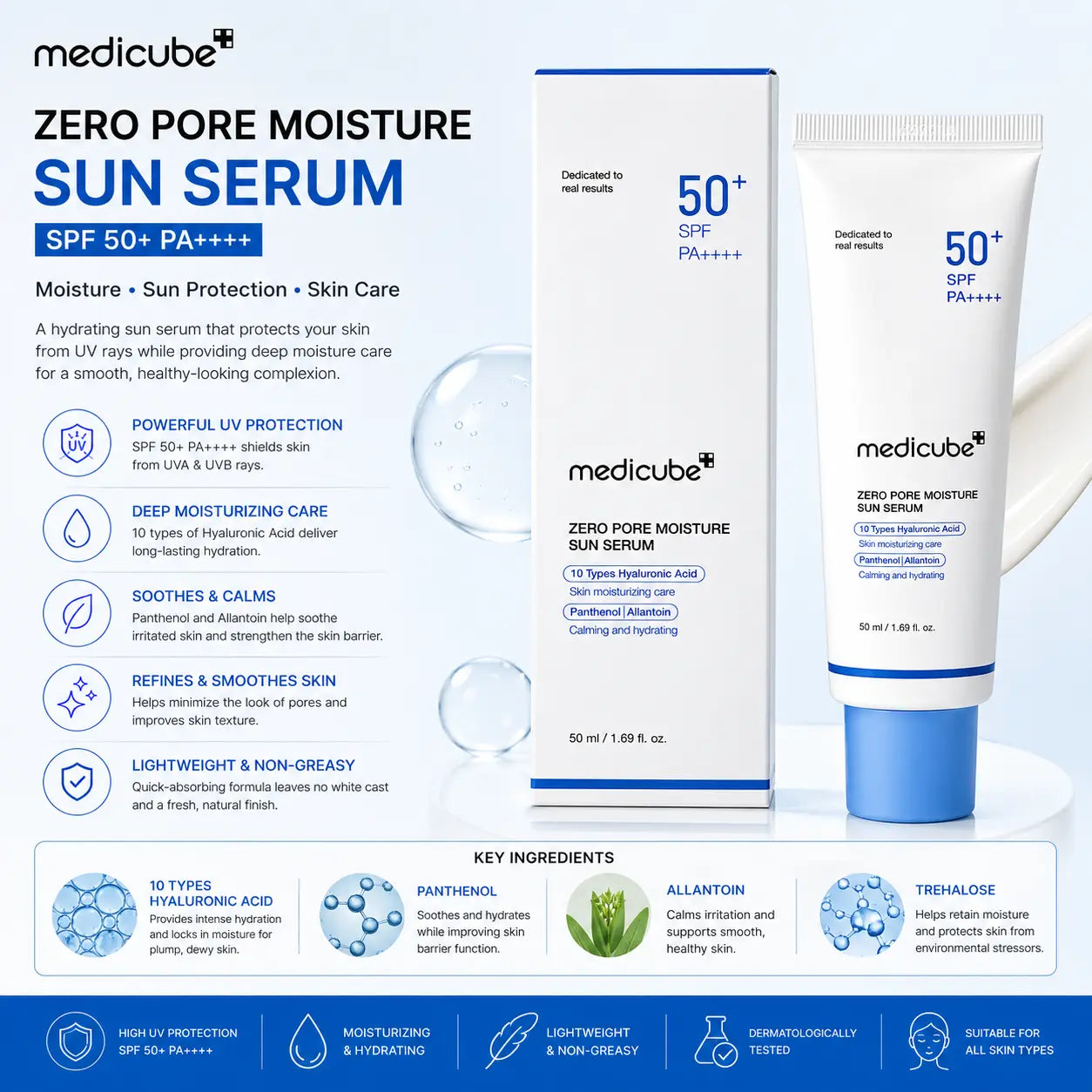Medicube Zero Pore Moisture Sun Serum SPF50+ PA++++