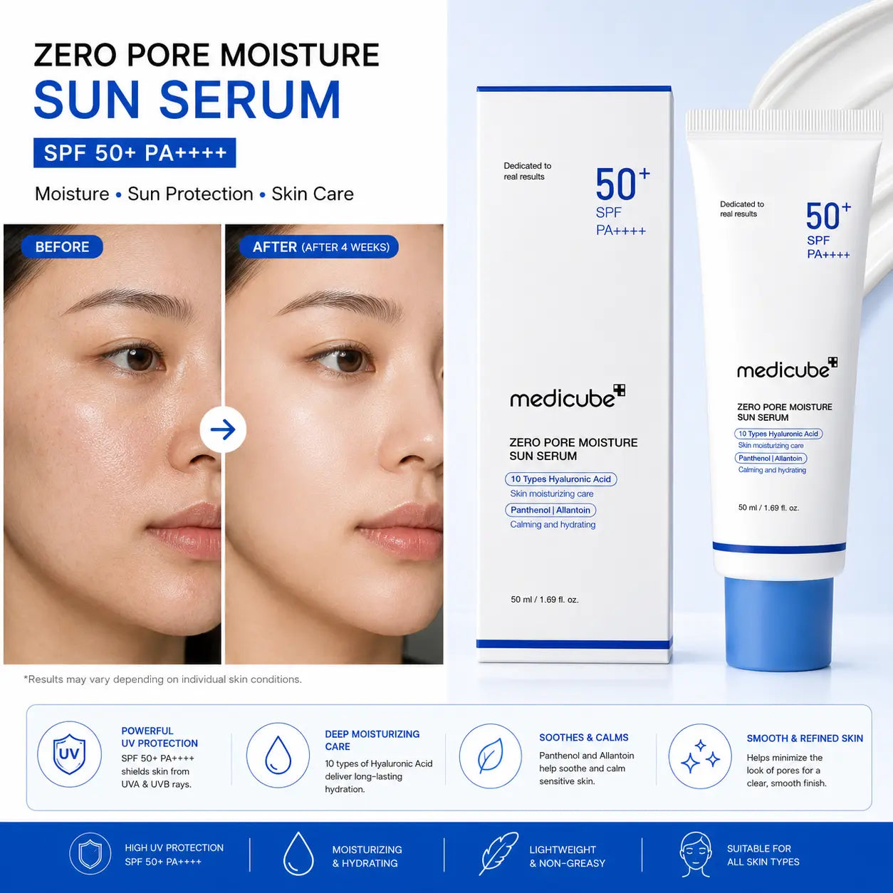 Medicube Zero Pore Moisture Sun Serum SPF50+ PA++++
