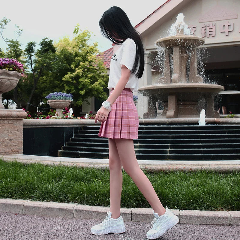 Pleated Plaid Mini Skirt - Preppy Japanese School Uniform