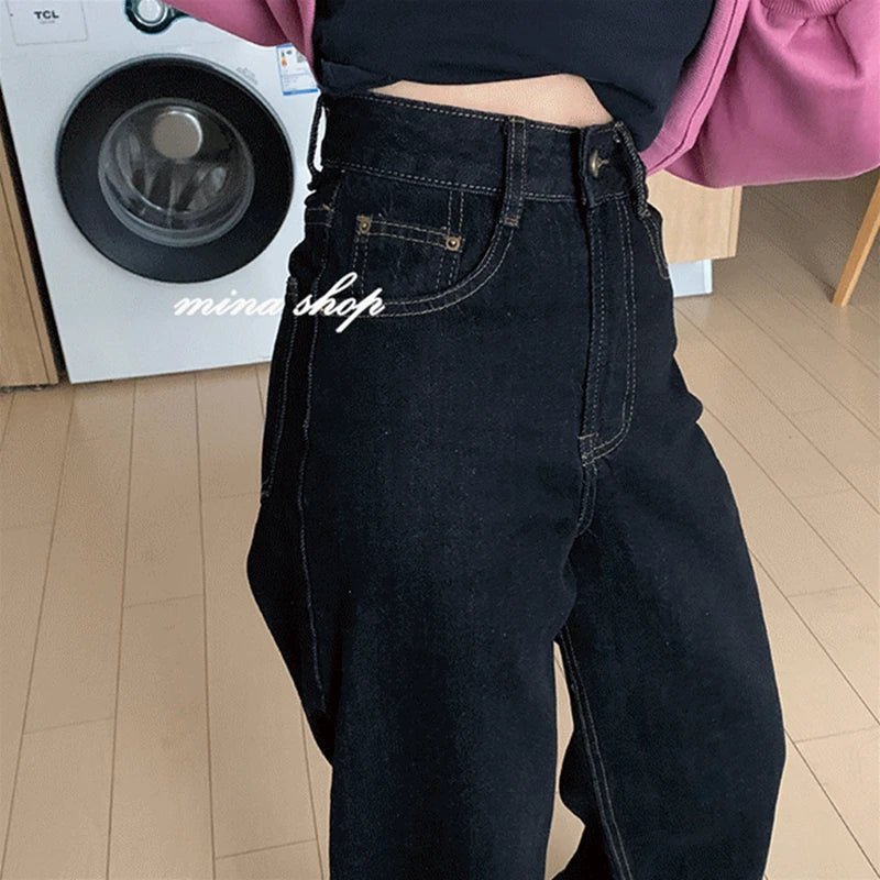 High-waist black wide-leg jeans 