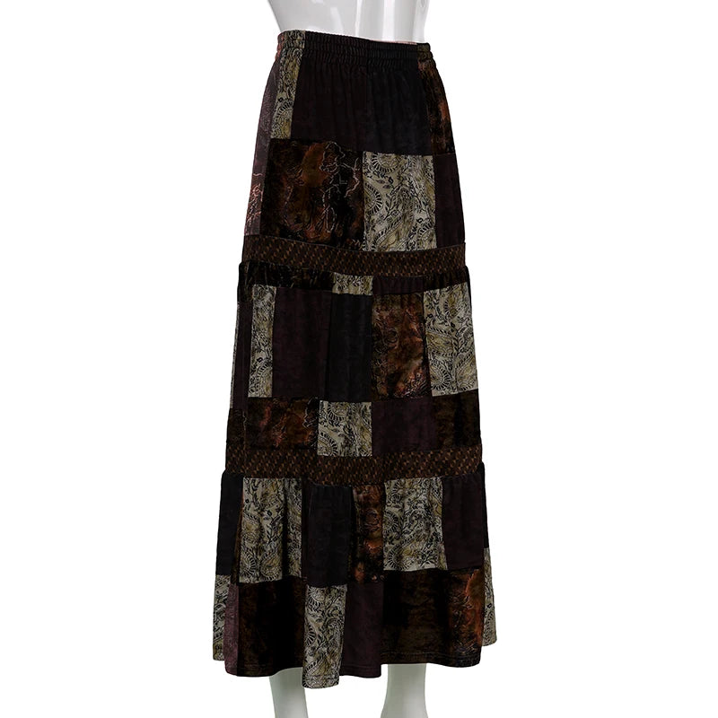 Rapcopter - 2K Boho Grunge Pleated Long Skirt