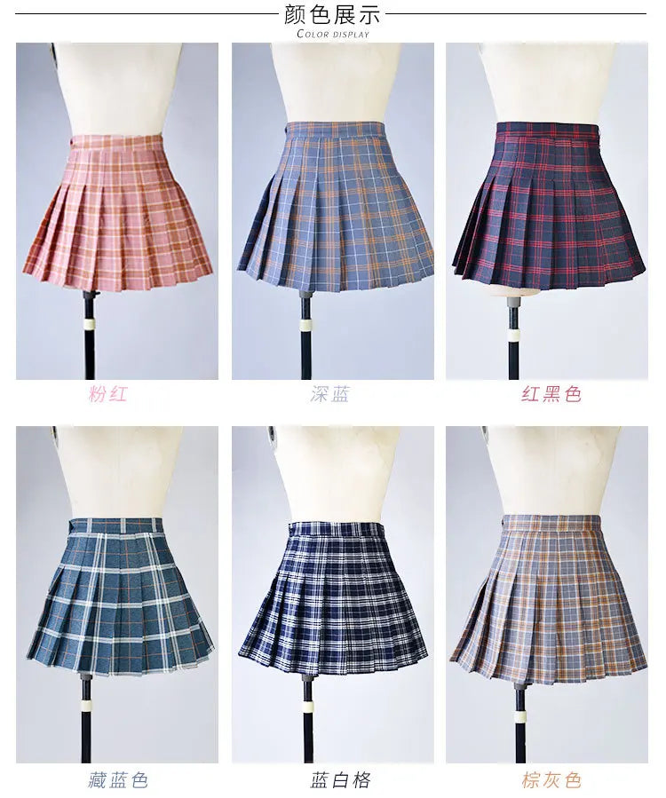 Pleated Plaid Mini Skirt - Preppy Japanese School Uniform