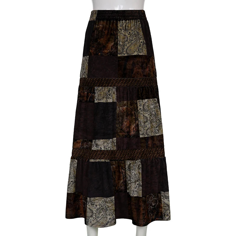 Rapcopter - 2K Boho Grunge Pleated Long Skirt