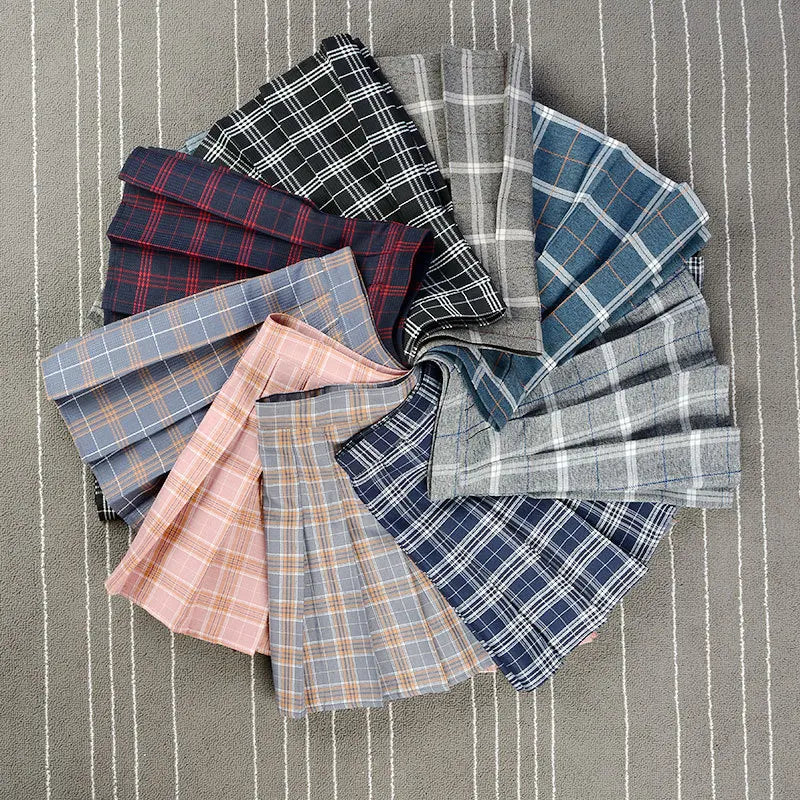 Pleated Plaid Mini Skirt - Preppy Japanese School Uniform