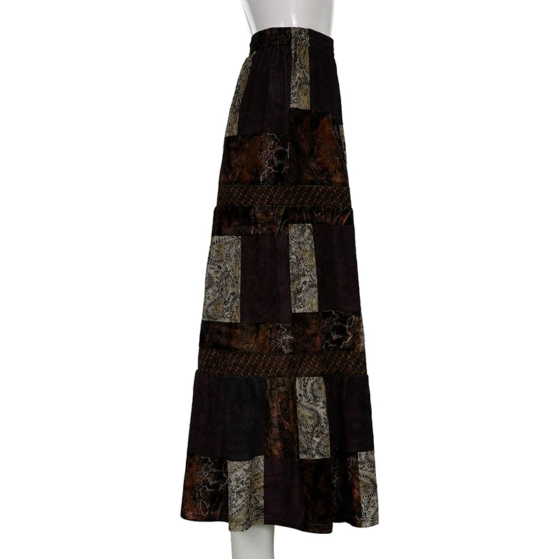 Rapcopter - 2K Boho Grunge Pleated Long Skirt