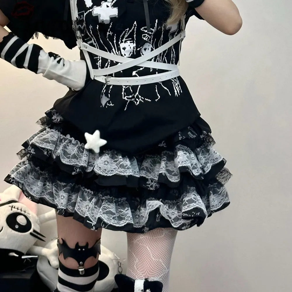 Aivenela - Lolita Gothic Layered Skirt