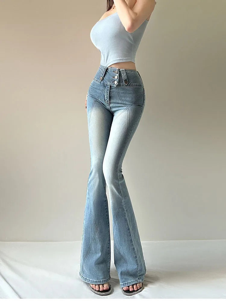 Flare Jeans - Skinny High-Waist Bell Bottom Pants 