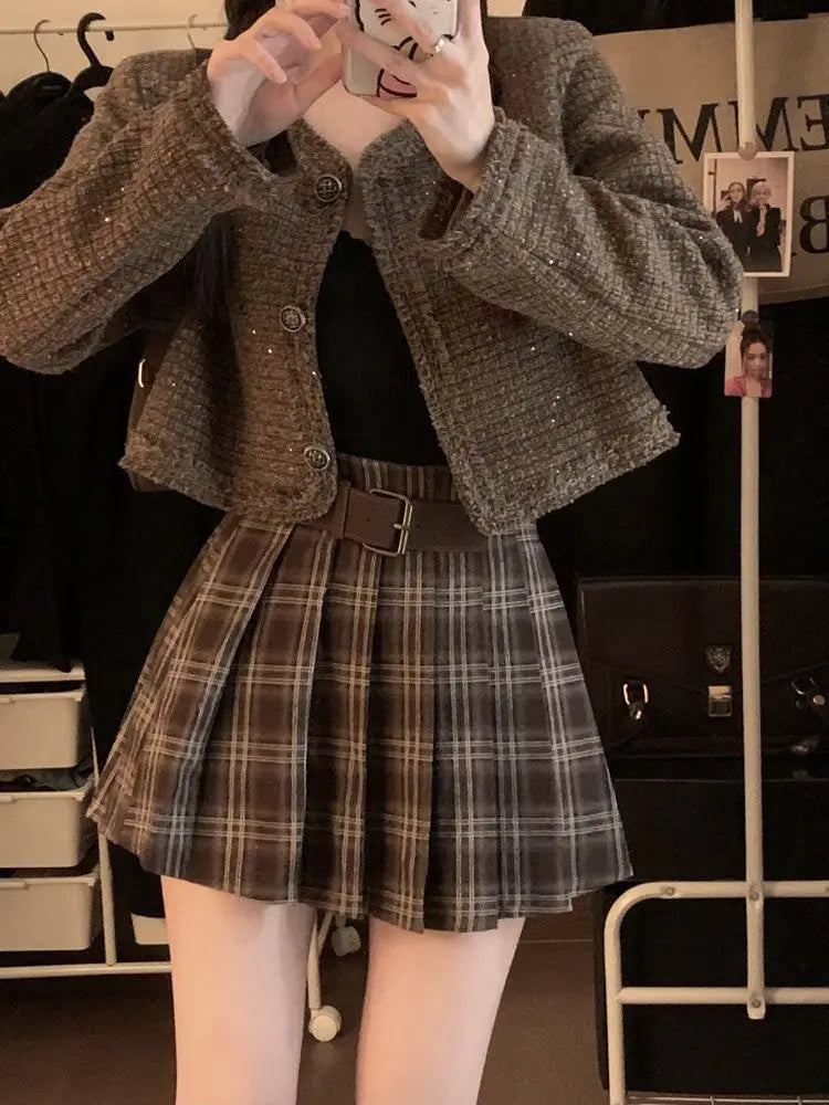 Plaid Pleated Skirt