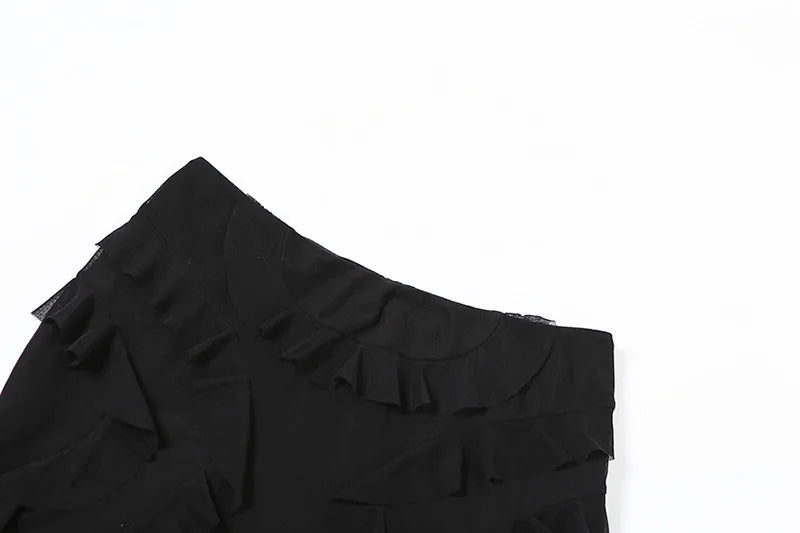 PixieKiki - Mesh Ruffled High-Waist Mini Skirt 