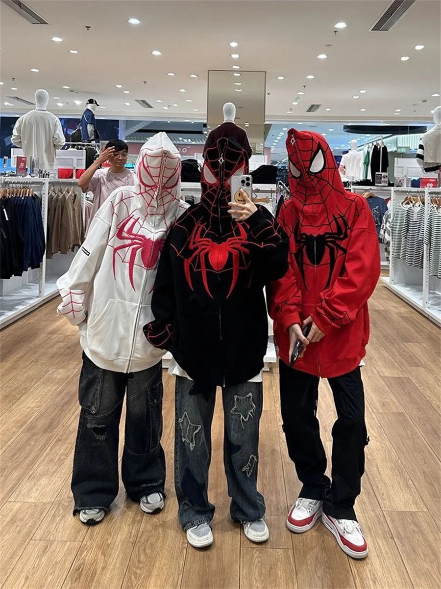 Spider Print Zip Up Hoodie