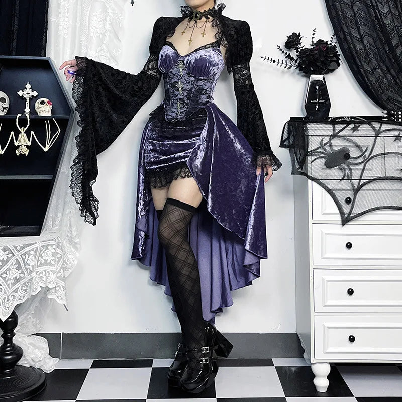 Goth Dark - Velvet A-Line Dress