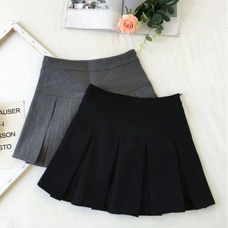 ZOKI - Vintage Gray Pleated Skirt