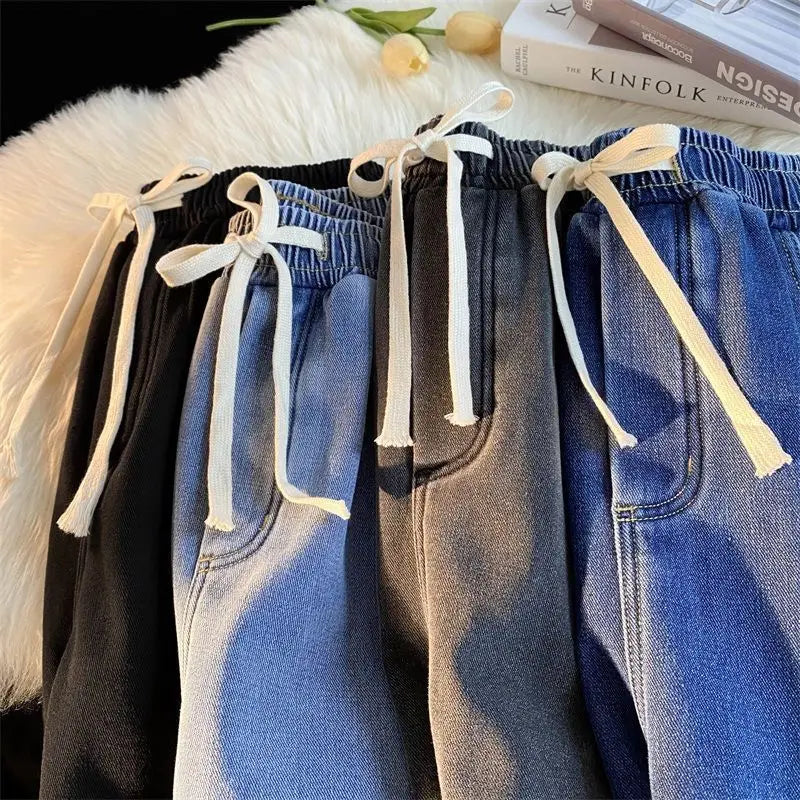 Padded Wide-Leg Jeans