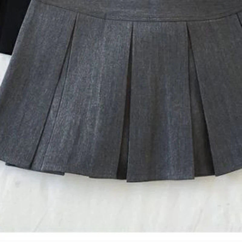 ZOKI - Vintage Gray Pleated Skirt