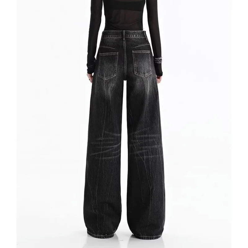 Black Women's Jeans - Vintage Baggy Wide Leg