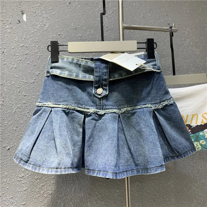 Rebicco - Patchwork Pleated Denim Skirt