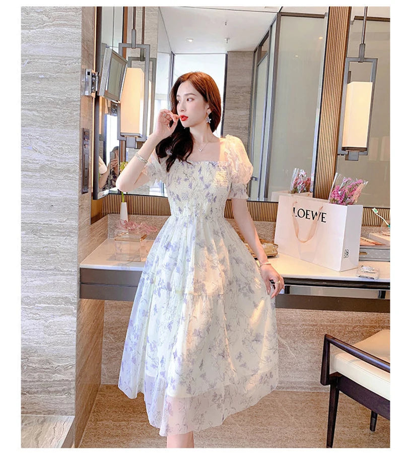 Zoki - Elegant Floral Chiffon Party Dress