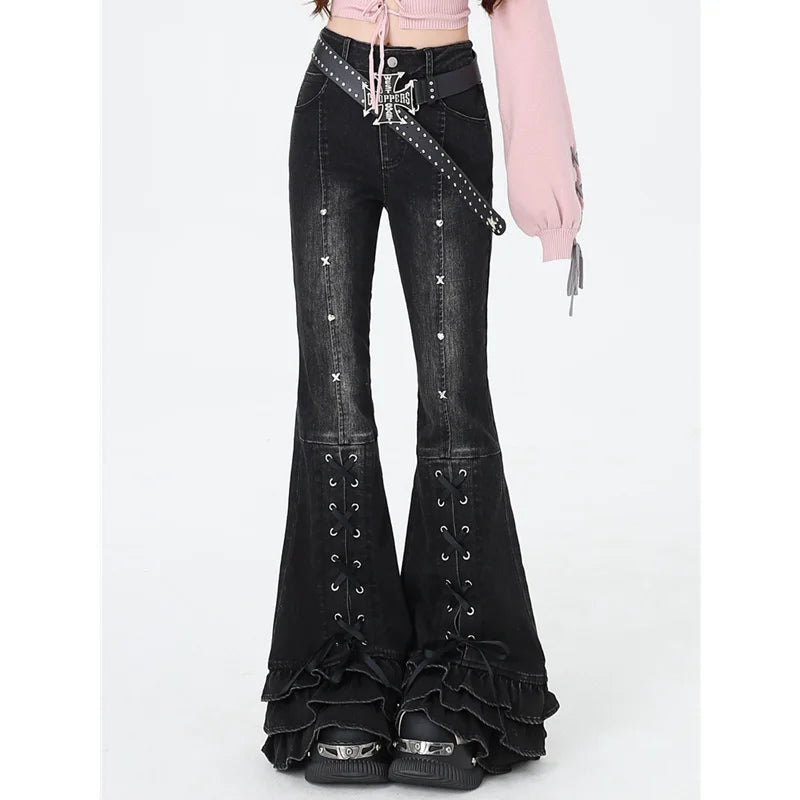 Black &amp; Gray High-Waist Vintage Straight Jeans