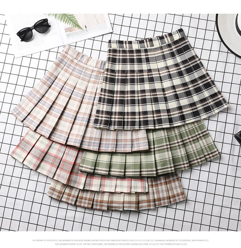 Pleated A-Line Mini Skirt