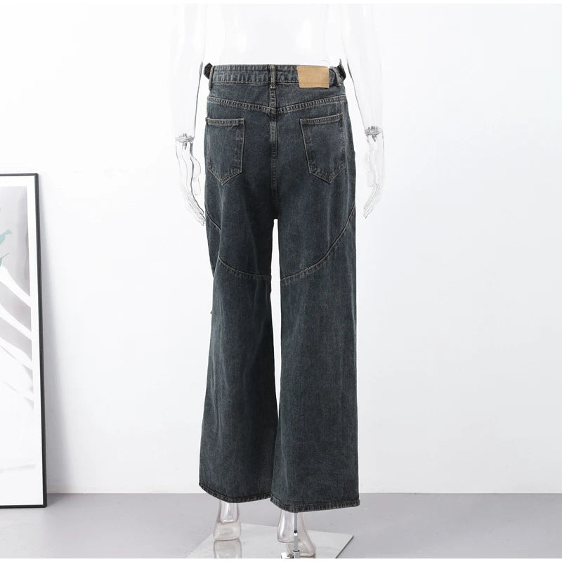 Big Pocket Oversized Loose Denim Pants