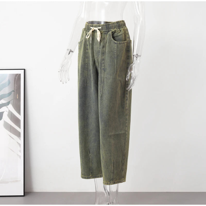 Baggy Wide-Leg Cargo Jeans - Vintage Streetwear Style