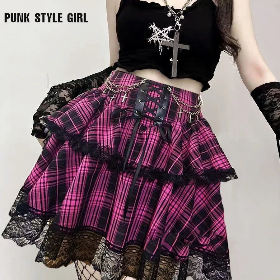 Plaid Punk Rock Y2K Mini Skirt