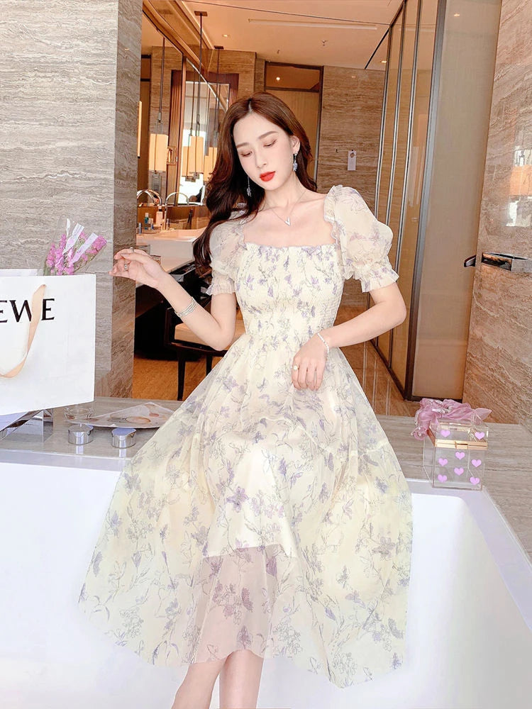 Zoki - Elegant Floral Chiffon Party Dress