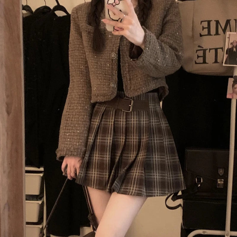 Plaid Pleated Skirt