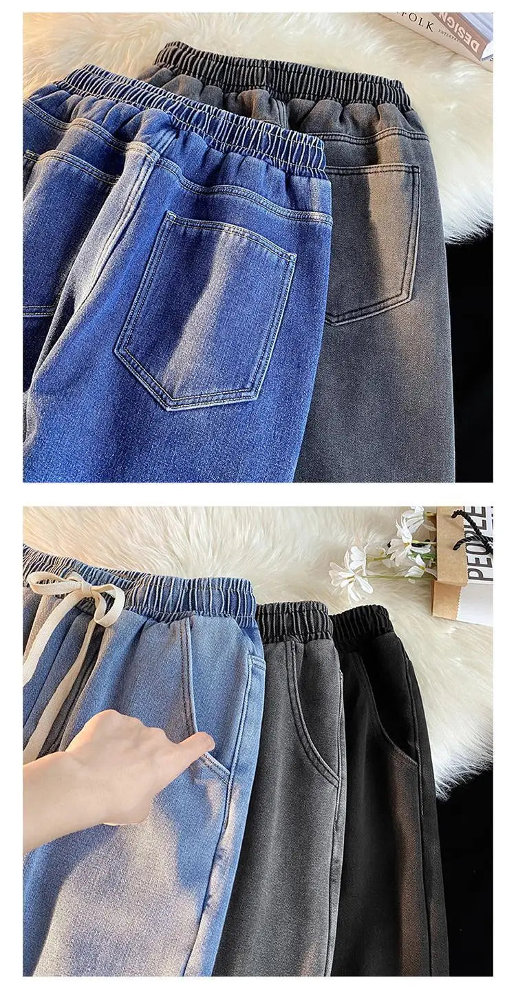 Padded Wide-Leg Jeans