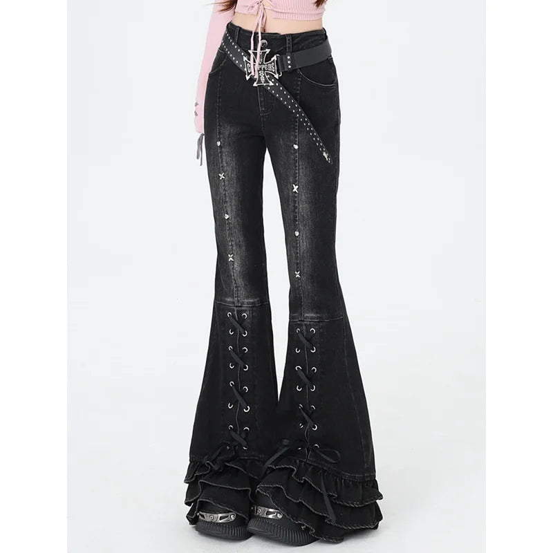 Black &amp; Gray High-Waist Vintage Straight Jeans