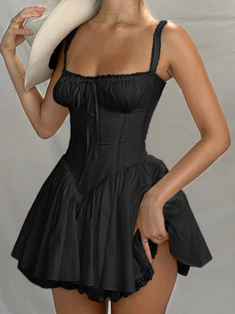 Elegant Square Collar A-Line Corset Dress