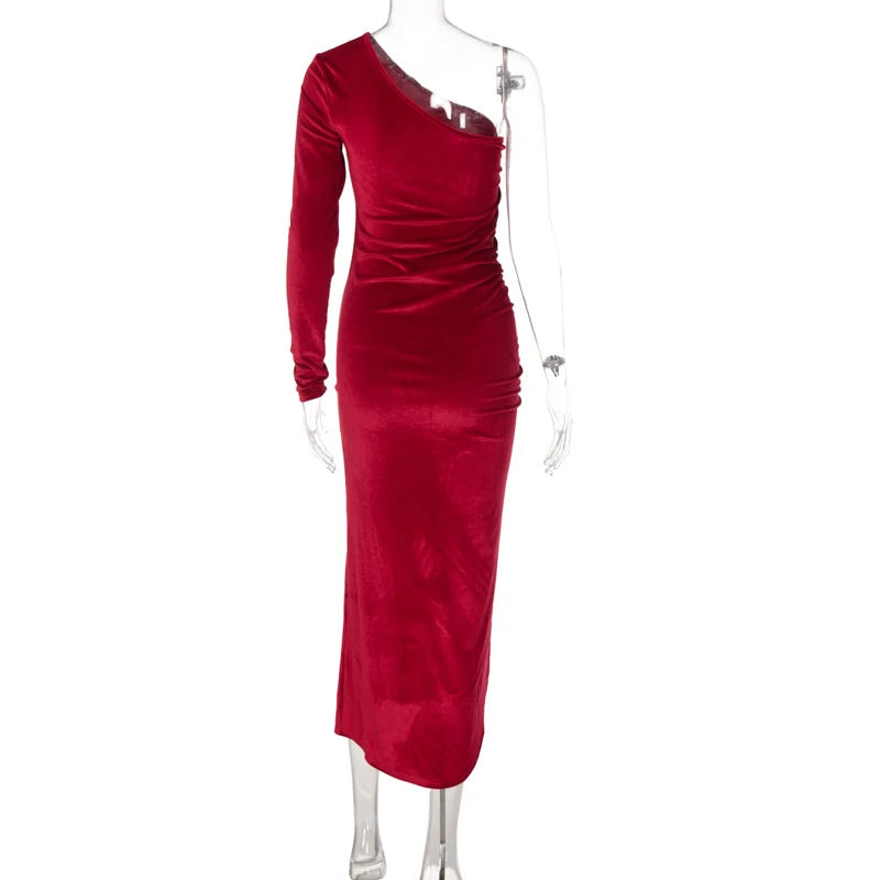 Dozw - Elegant Velvet Bodycon Midi Dress