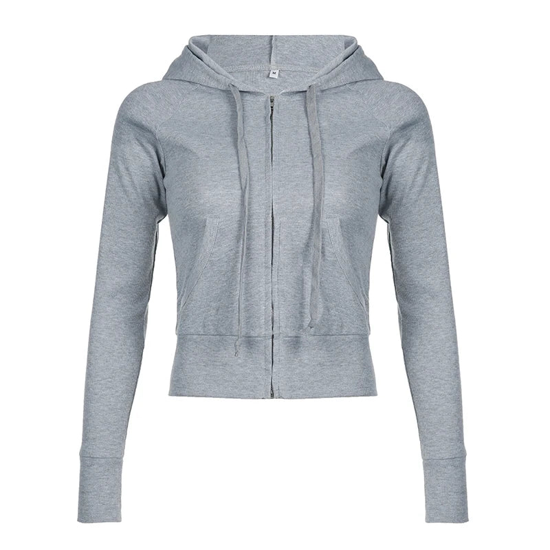 Darlingaga -  Casual Ribbed Knitted Cropped Hoodie Jacket