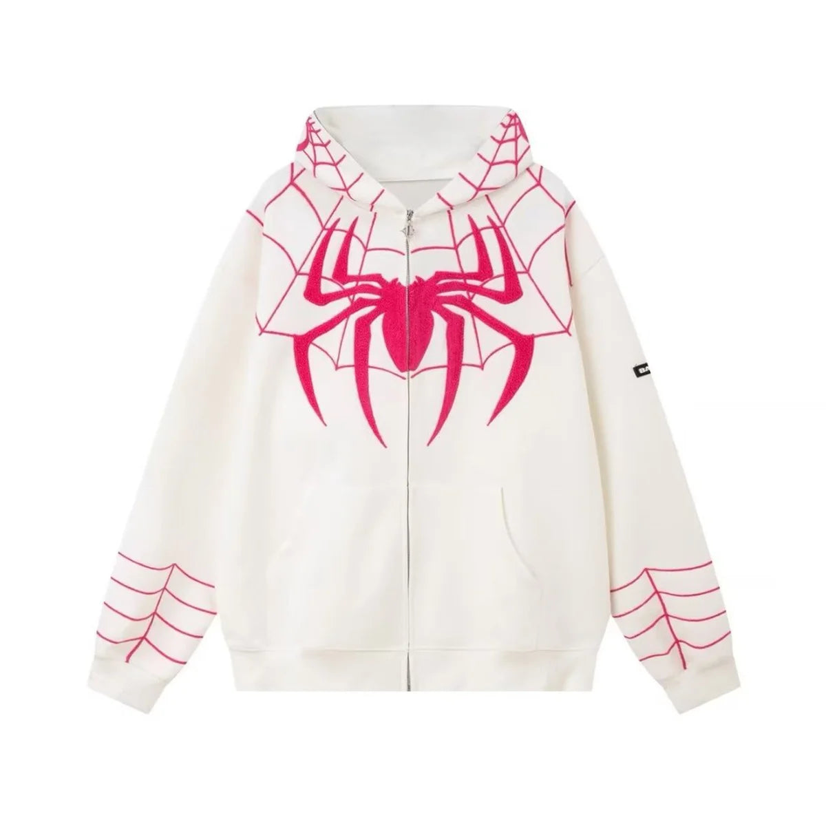 Spider Print Zip Up Hoodie