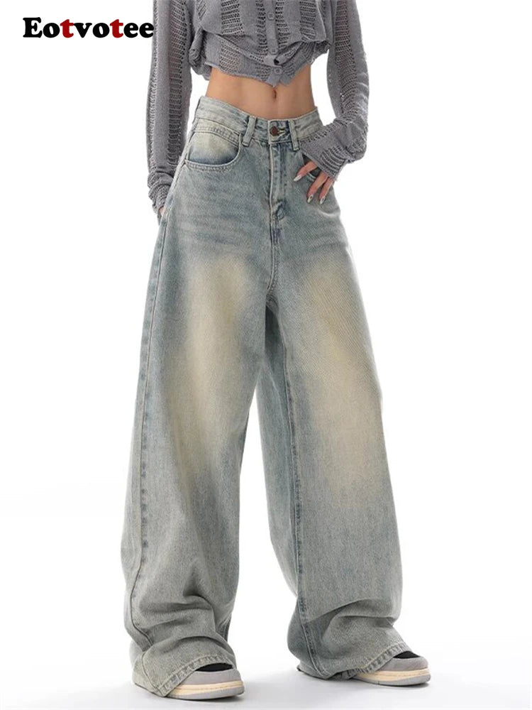 EOTVOTEE - Vintage high-waist straight jeans