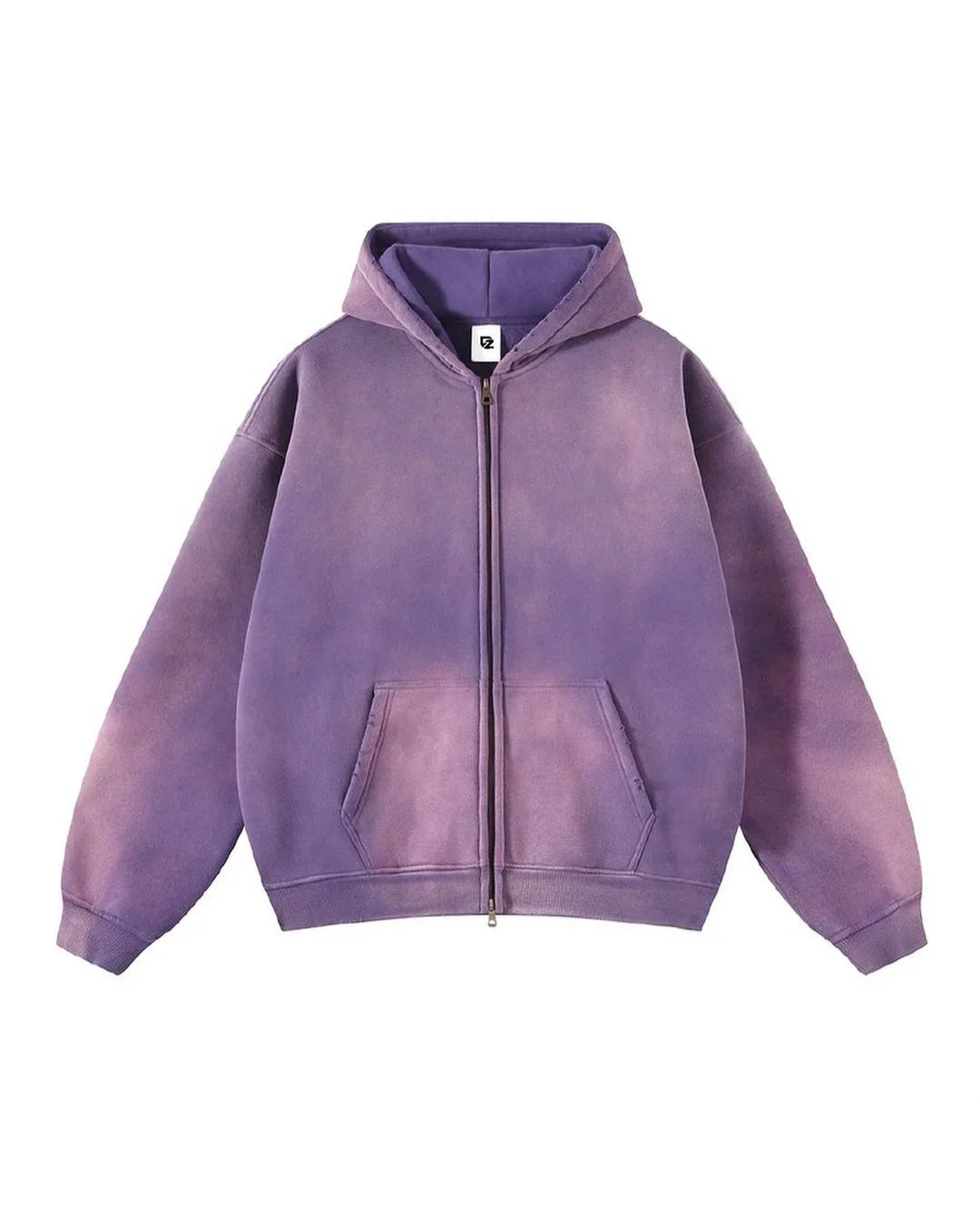 Gradient Solid Color Hooded Zipper Sweatshirt