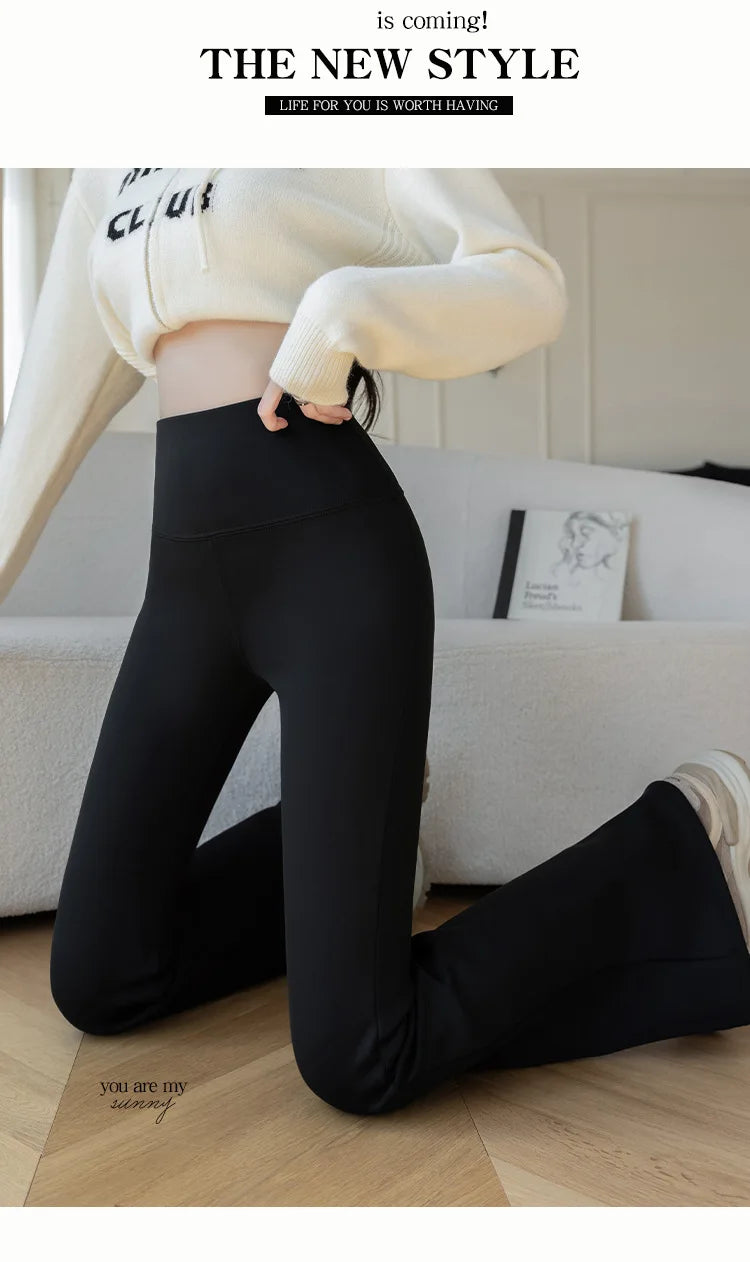 High Waist Flared Thermal Pants