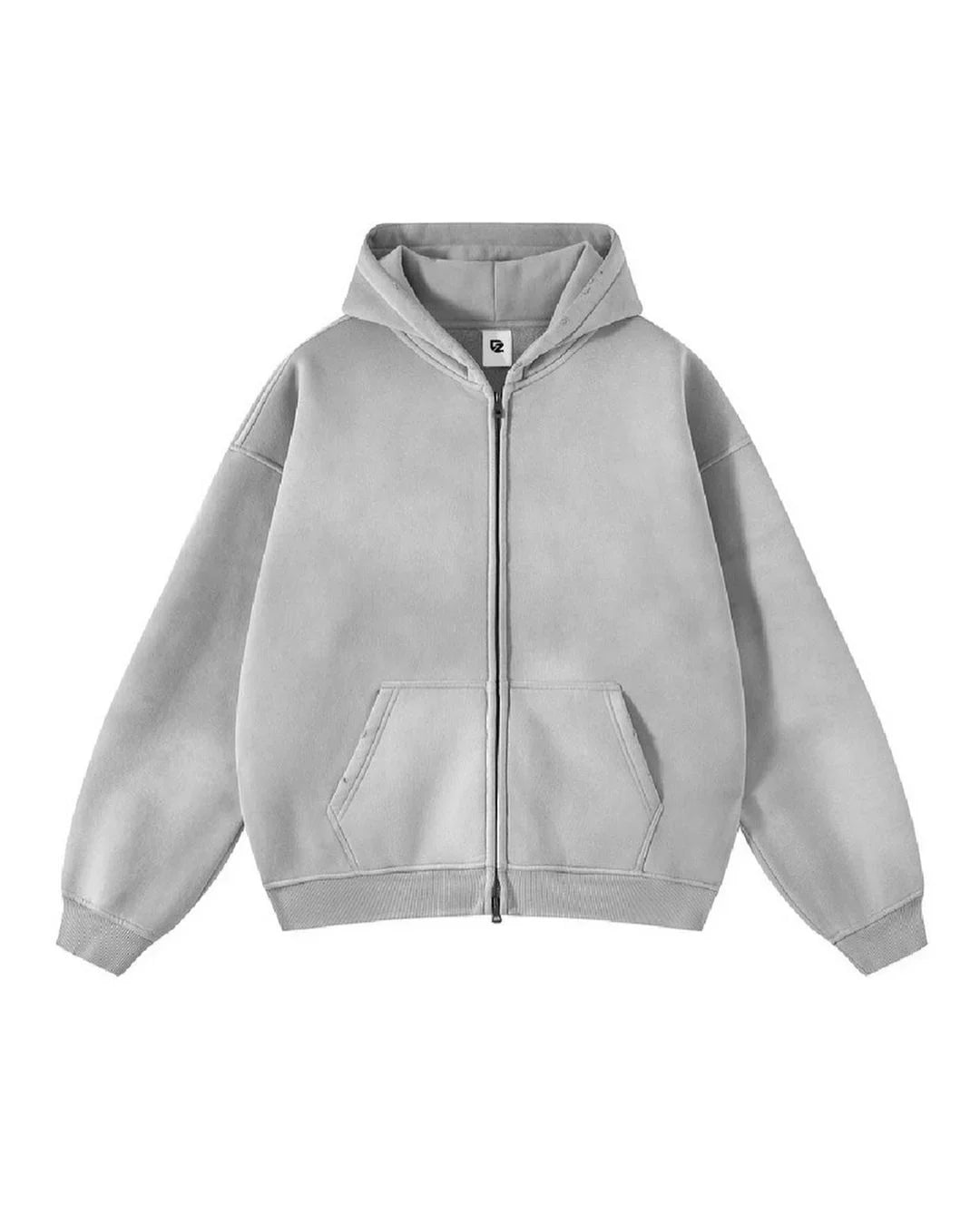 Gradient Solid Color Hooded Zipper Sweatshirt