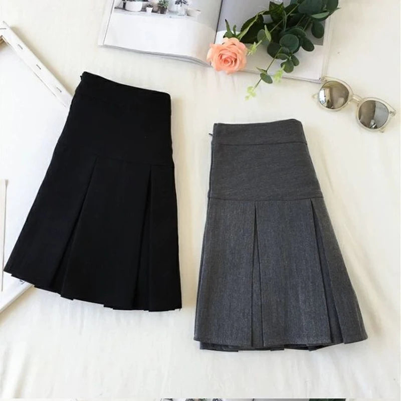 ZOKI - Vintage Gray Pleated Skirt