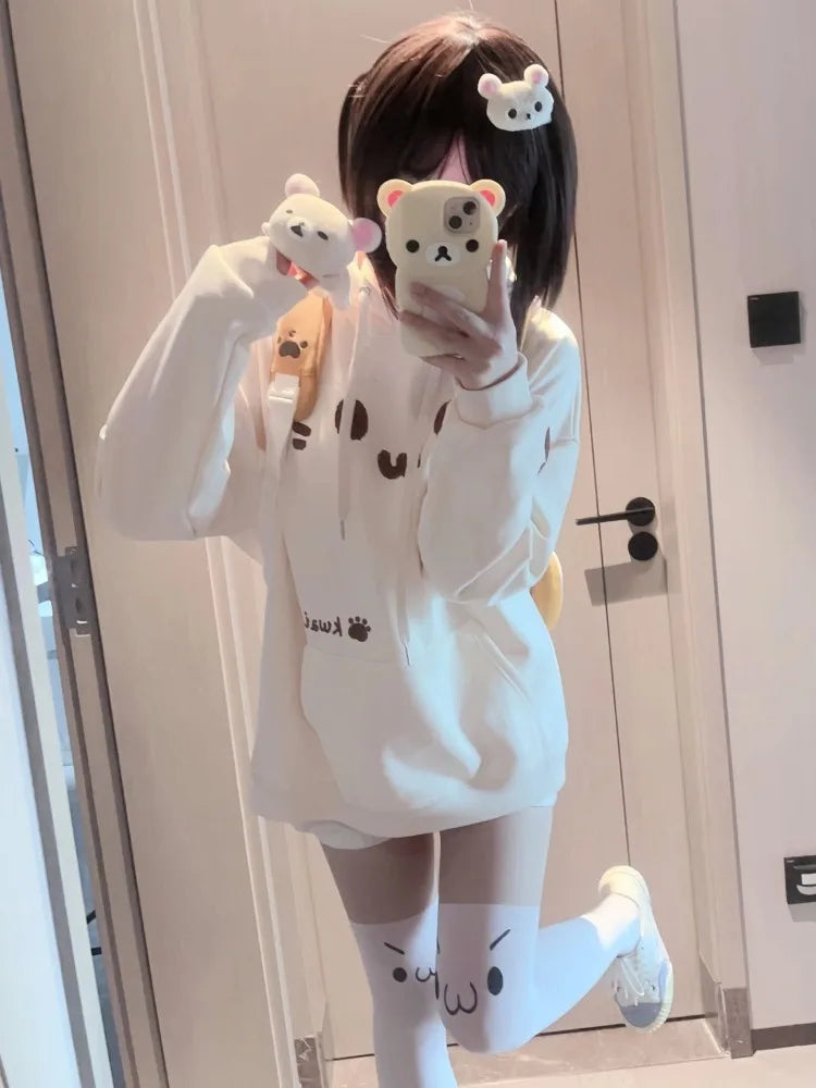 KOSAHIKI - Kawaii Cat Print Hoodie