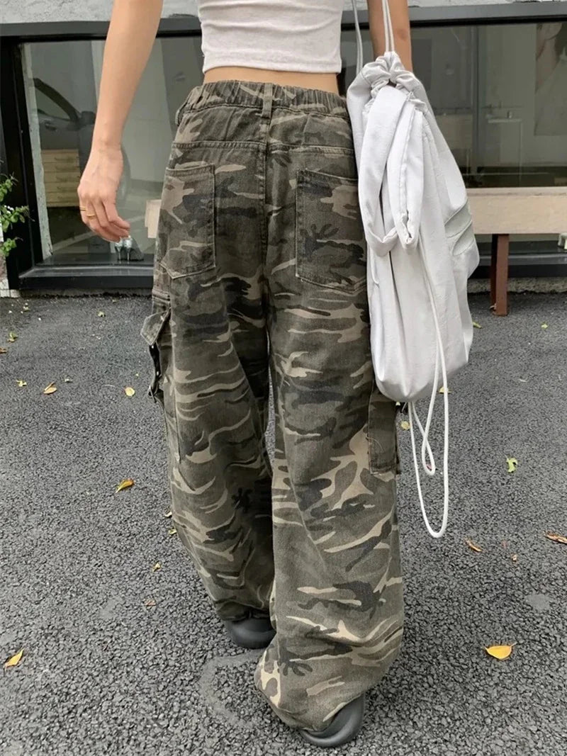 Camouflage Wide Leg Jeans