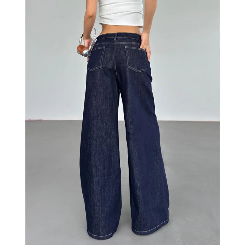 High-Waist Vintage Straight Baggy Jeans - Y2K American Style 