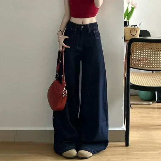 Deep Blue Wide-Leg Jeans