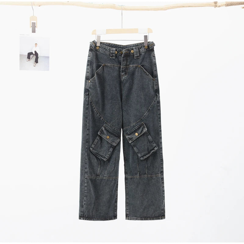 Big Pocket Oversized Loose Denim Pants