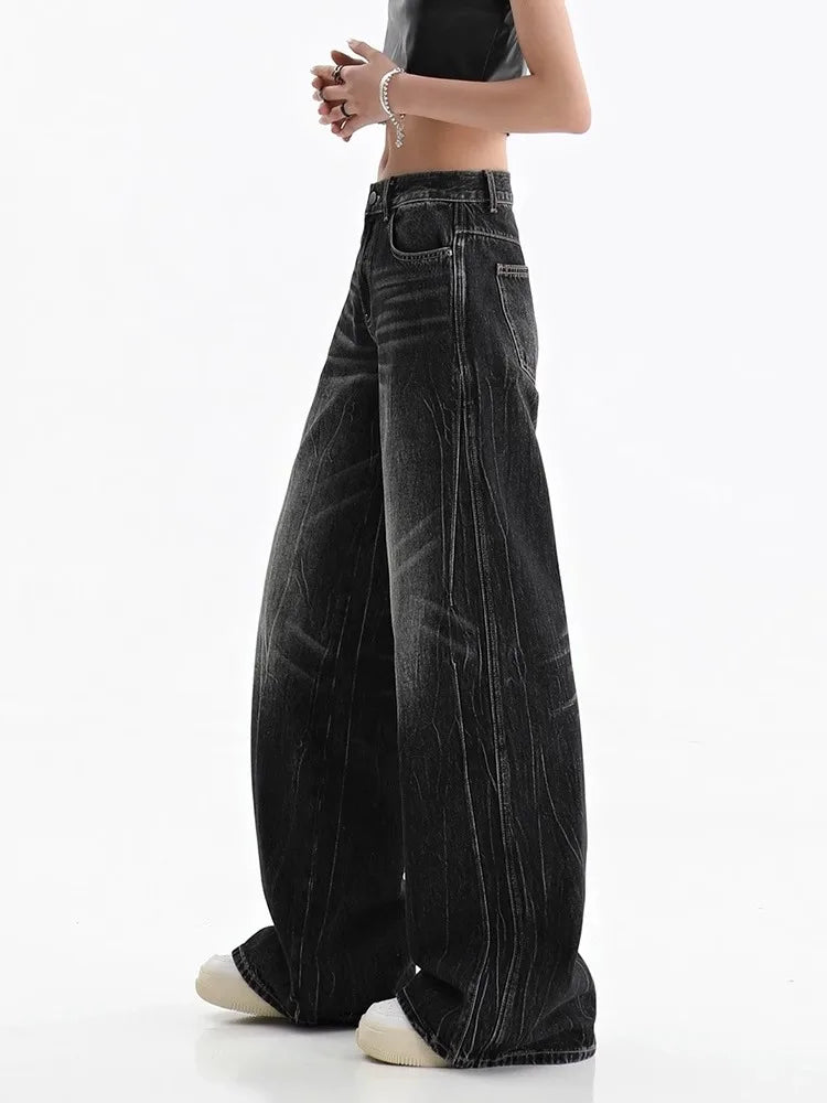 Black Women's Jeans - Vintage Baggy Wide Leg