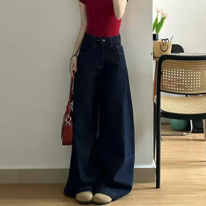 Deep Blue Wide-Leg Jeans