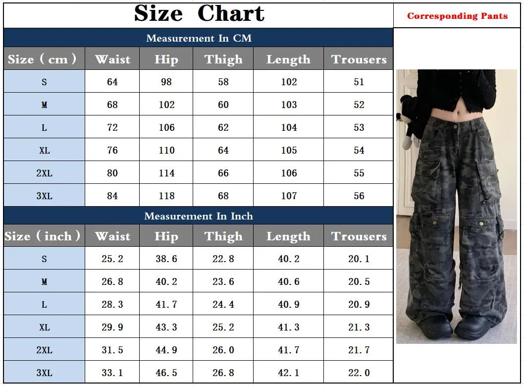 Washed Camouflage Cargo Pants - Y2K Baggy Wide-Leg Trousers