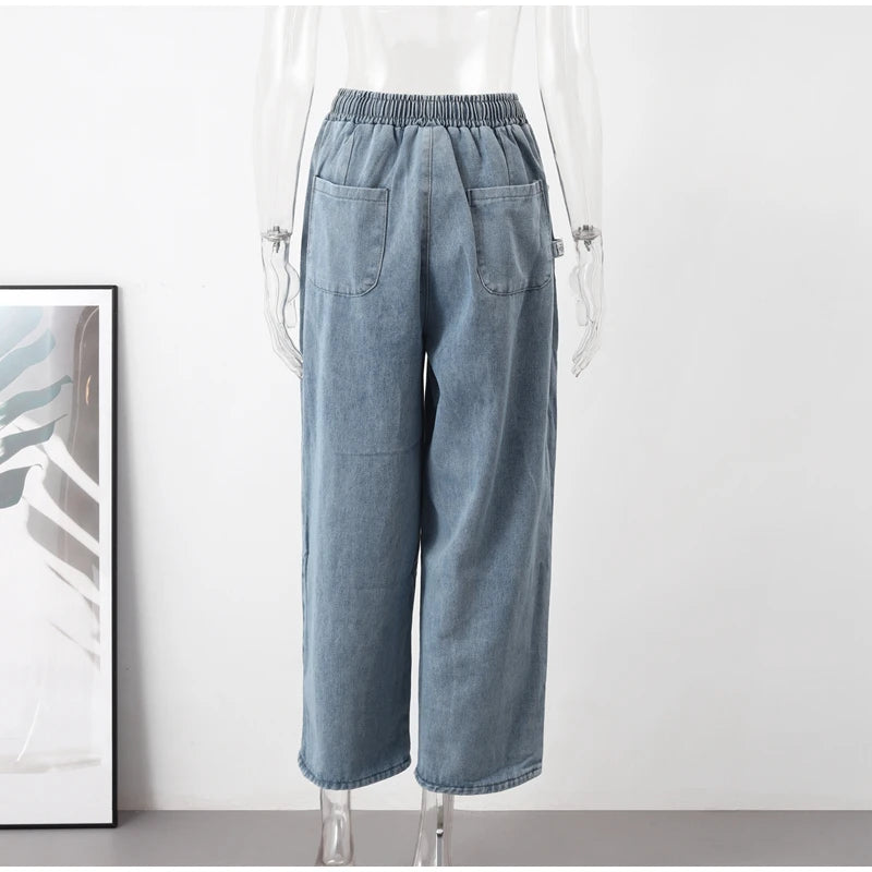 Baggy Wide-Leg Cargo Jeans - Vintage Streetwear Style