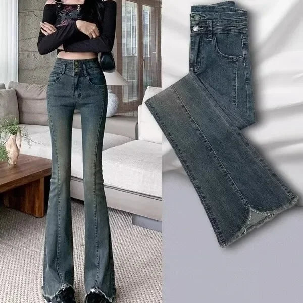 Vintage High-Waisted Bootcut Pants - Slimming and Versatile 